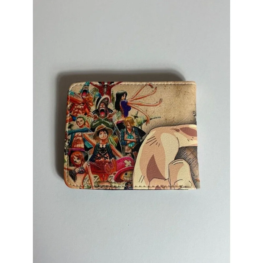 One Piece Luffy Faux Leather Wallet New Tan Red Anime Manga Money